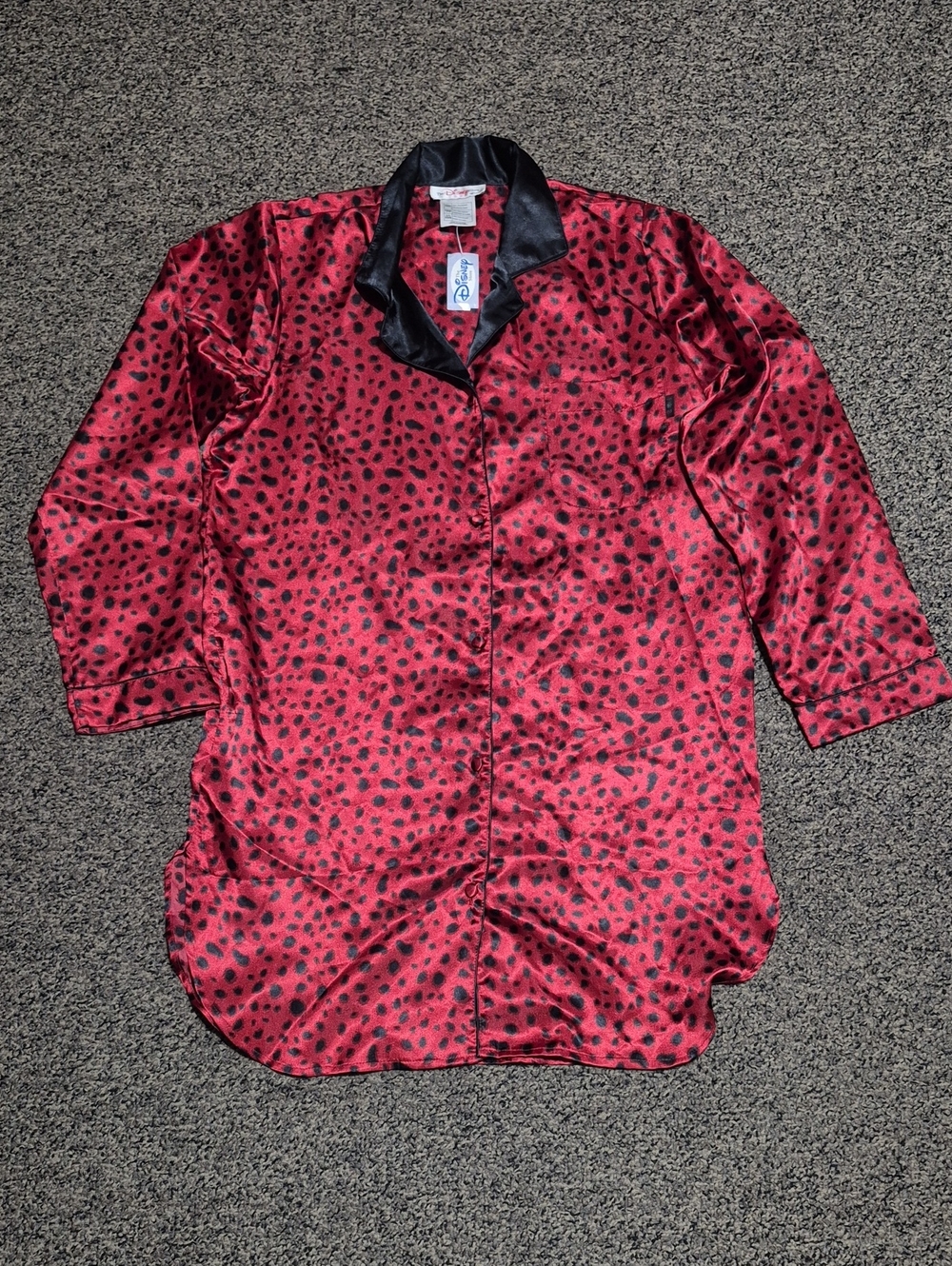 Disney Red and Black Satin Animal Print Pajamas
